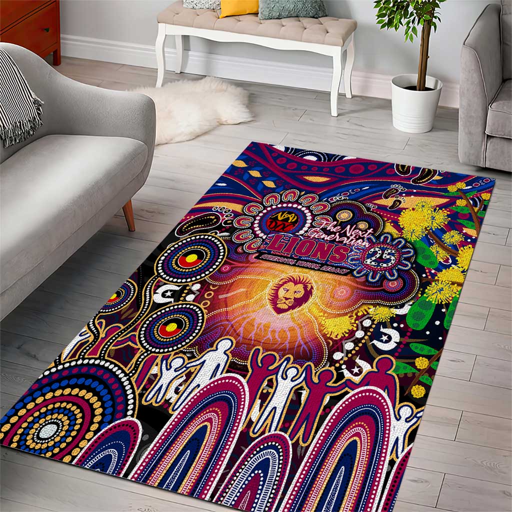 NAIDOC Week 2025 Lions Football Area Rug Aboriginal Dot Painting