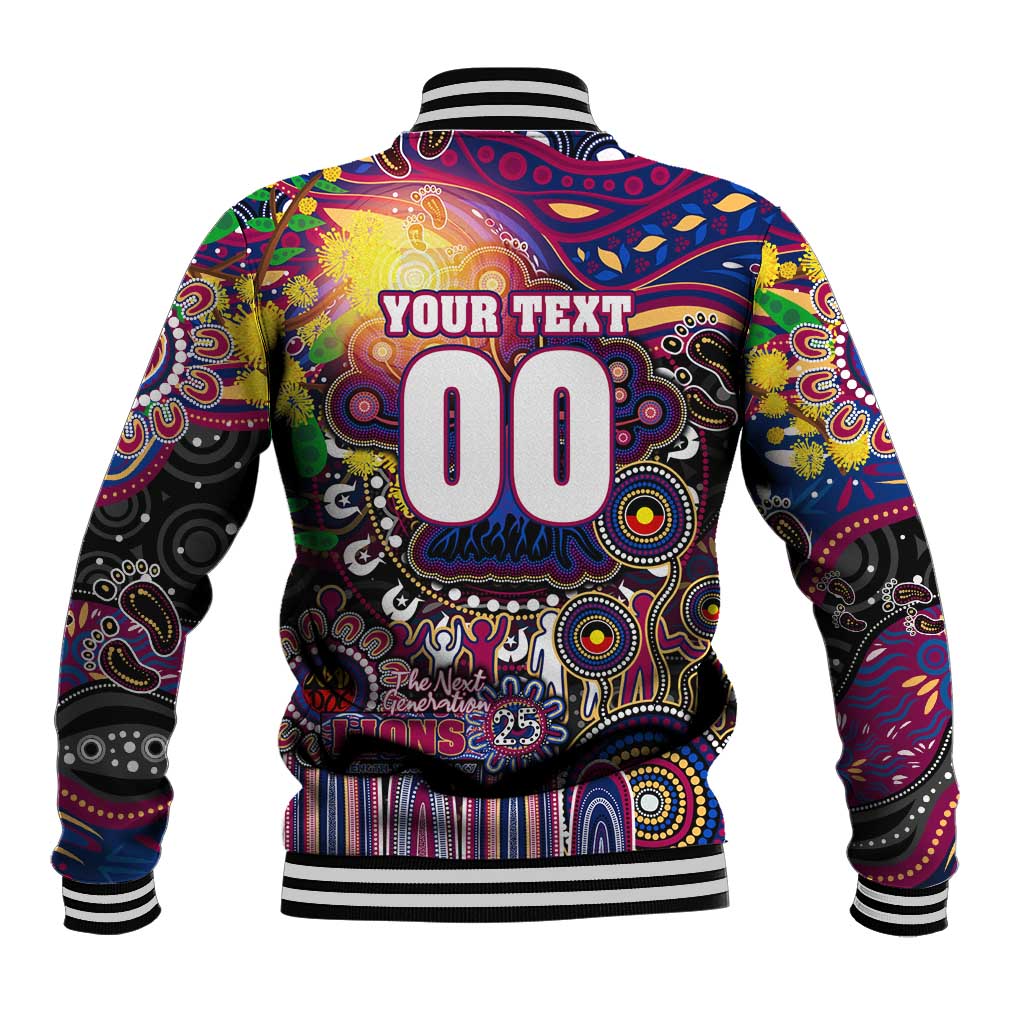 Personalised NAIDOC Week 2025 Lions Football Baseball Jacket Aboriginal Dot Painting