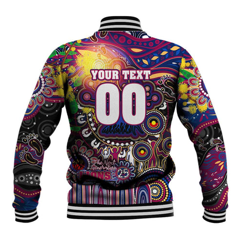 Personalised NAIDOC Week 2025 Lions Football Baseball Jacket Aboriginal Dot Painting