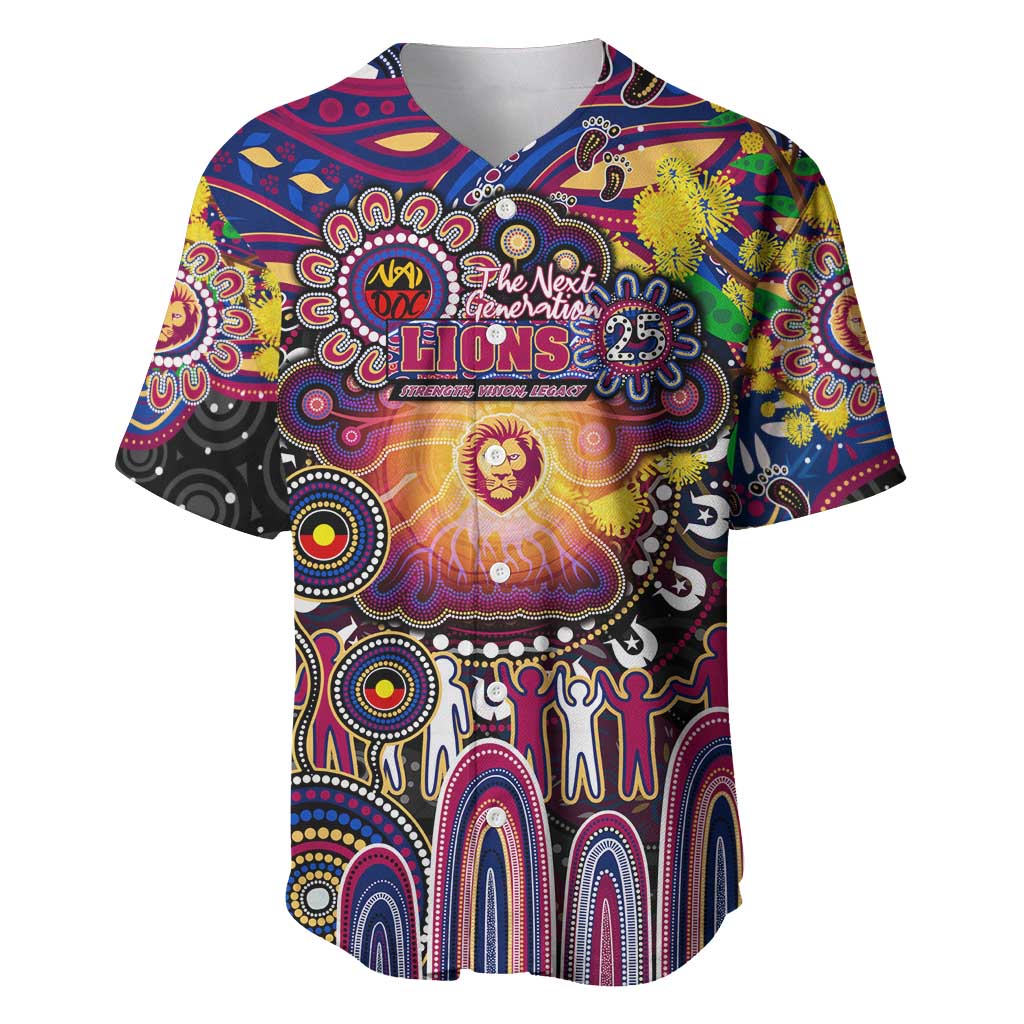 Personalised NAIDOC Week 2025 Lions Football Baseball Jersey Aboriginal Dot Painting