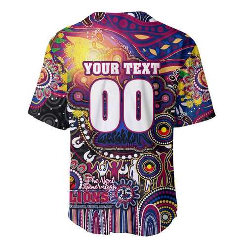 Personalised NAIDOC Week 2025 Lions Football Baseball Jersey Aboriginal Dot Painting