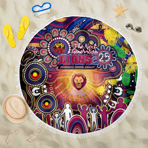 NAIDOC Week 2025 Lions Football Beach Blanket Aboriginal Dot Painting