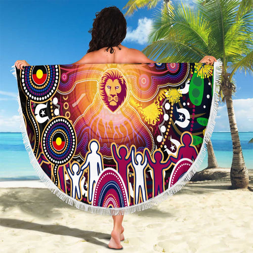 NAIDOC Week 2025 Lions Football Beach Blanket Aboriginal Dot Painting