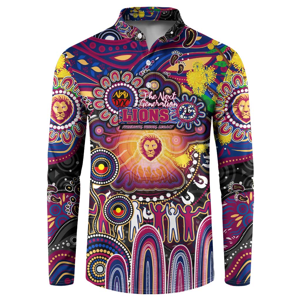 Personalised NAIDOC Week 2025 Lions Football Button Sweatshirt Aboriginal Dot Painting
