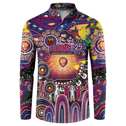 Personalised NAIDOC Week 2025 Lions Football Button Sweatshirt Aboriginal Dot Painting