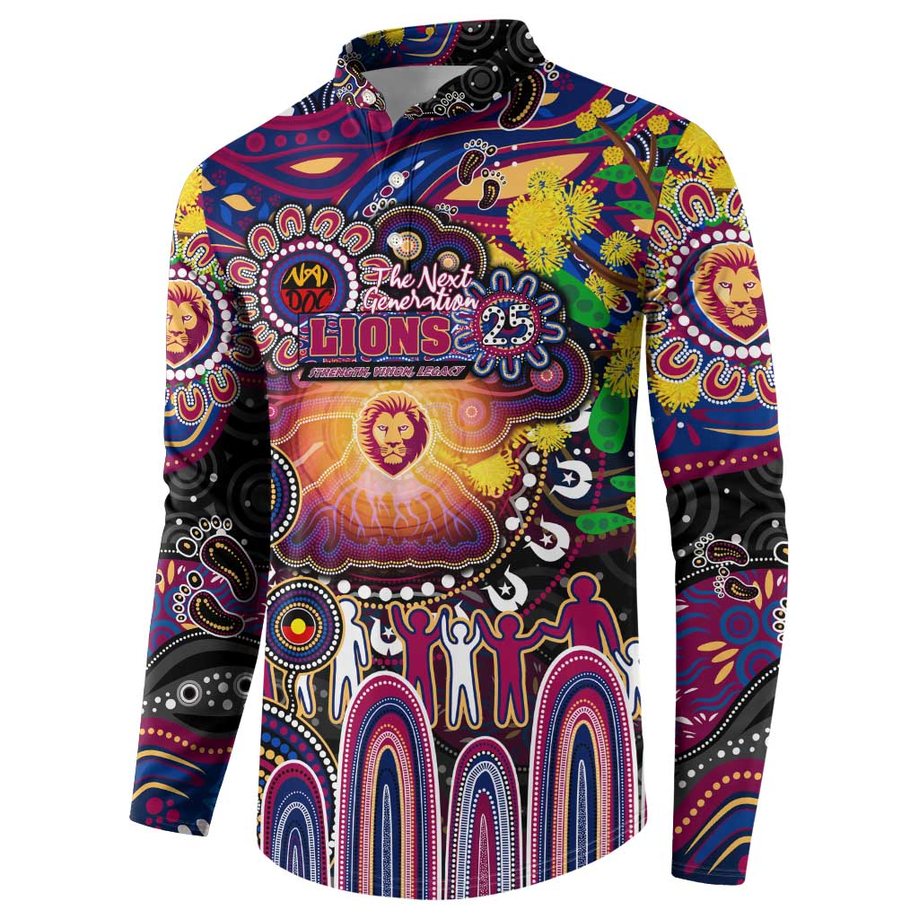 Personalised NAIDOC Week 2025 Lions Football Button Sweatshirt Aboriginal Dot Painting