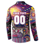 Personalised NAIDOC Week 2025 Lions Football Button Sweatshirt Aboriginal Dot Painting