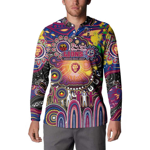 Personalised NAIDOC Week 2025 Lions Football Button Sweatshirt Aboriginal Dot Painting