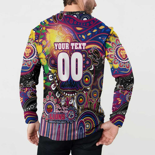 Personalised NAIDOC Week 2025 Lions Football Button Sweatshirt Aboriginal Dot Painting