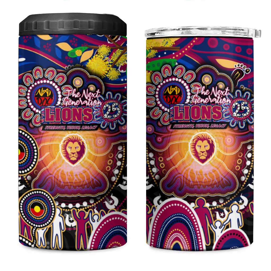 NAIDOC Week 2025 Lions Football 4 in 1 Can Cooler Tumbler Aboriginal Dot Painting