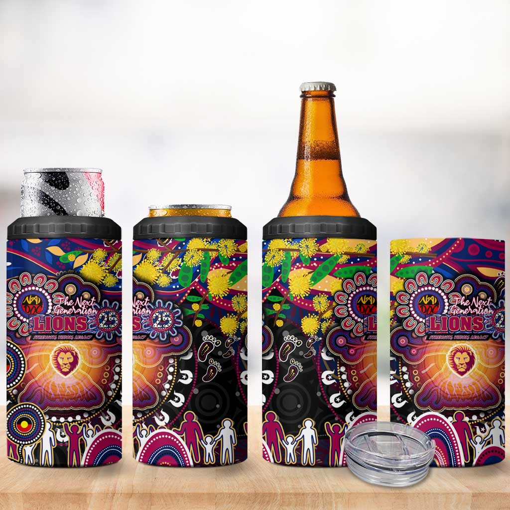 NAIDOC Week 2025 Lions Football 4 in 1 Can Cooler Tumbler Aboriginal Dot Painting
