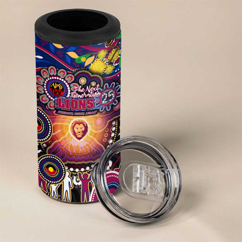 NAIDOC Week 2025 Lions Football 4 in 1 Can Cooler Tumbler Aboriginal Dot Painting