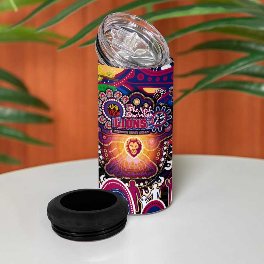 NAIDOC Week 2025 Lions Football 4 in 1 Can Cooler Tumbler Aboriginal Dot Painting