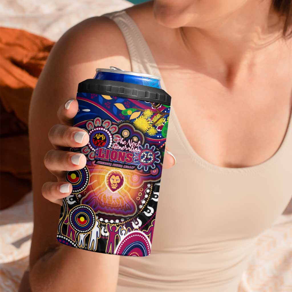 NAIDOC Week 2025 Lions Football 4 in 1 Can Cooler Tumbler Aboriginal Dot Painting