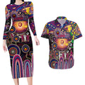 Personalised NAIDOC Week 2025 Lions Football Couples Matching Long Sleeve Bodycon Dress and Hawaiian Shirt Aboriginal Dot Painting