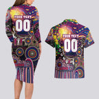 Personalised NAIDOC Week 2025 Lions Football Couples Matching Long Sleeve Bodycon Dress and Hawaiian Shirt Aboriginal Dot Painting