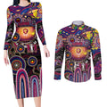 Personalised NAIDOC Week 2025 Lions Football Couples Matching Long Sleeve Bodycon Dress and Long Sleeve Button Shirt Aboriginal Dot Painting