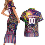 Personalised NAIDOC Week 2025 Lions Football Couples Matching Short Sleeve Bodycon Dress and Hawaiian Shirt Aboriginal Dot Painting