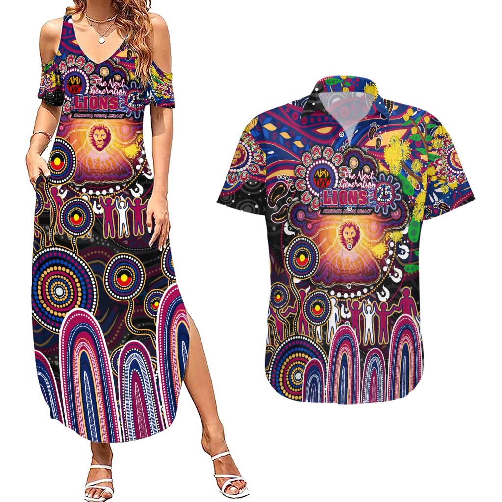 Personalised NAIDOC Week 2025 Lions Football Couples Matching Summer Maxi Dress and Hawaiian Shirt Aboriginal Dot Painting