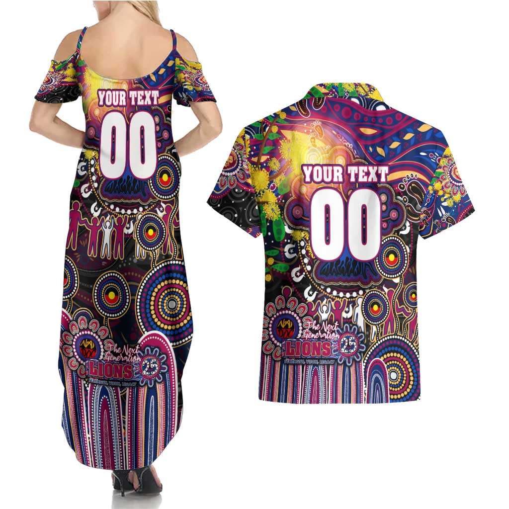 Personalised NAIDOC Week 2025 Lions Football Couples Matching Summer Maxi Dress and Hawaiian Shirt Aboriginal Dot Painting