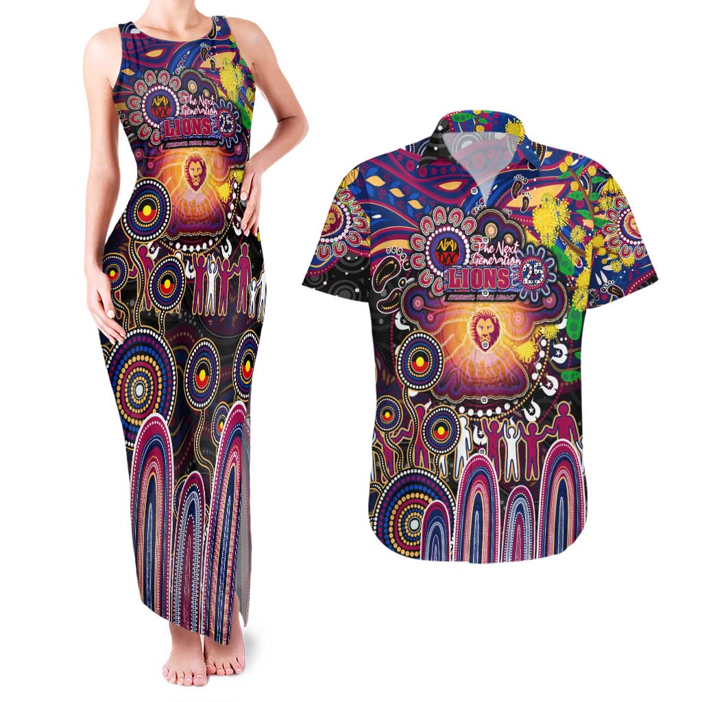 Personalised NAIDOC Week 2025 Lions Football Couples Matching Tank Maxi Dress and Hawaiian Shirt Aboriginal Dot Painting