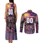 Personalised NAIDOC Week 2025 Lions Football Couples Matching Tank Maxi Dress and Long Sleeve Button Shirt Aboriginal Dot Painting