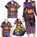 Personalised NAIDOC Week 2025 Lions Football Family Matching Long Sleeve Bodycon Dress and Hawaiian Shirt Aboriginal Dot Painting