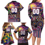 Personalised NAIDOC Week 2025 Lions Football Family Matching Long Sleeve Bodycon Dress and Hawaiian Shirt Aboriginal Dot Painting