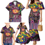 Personalised NAIDOC Week 2025 Lions Football Family Matching Mermaid Dress and Hawaiian Shirt Aboriginal Dot Painting