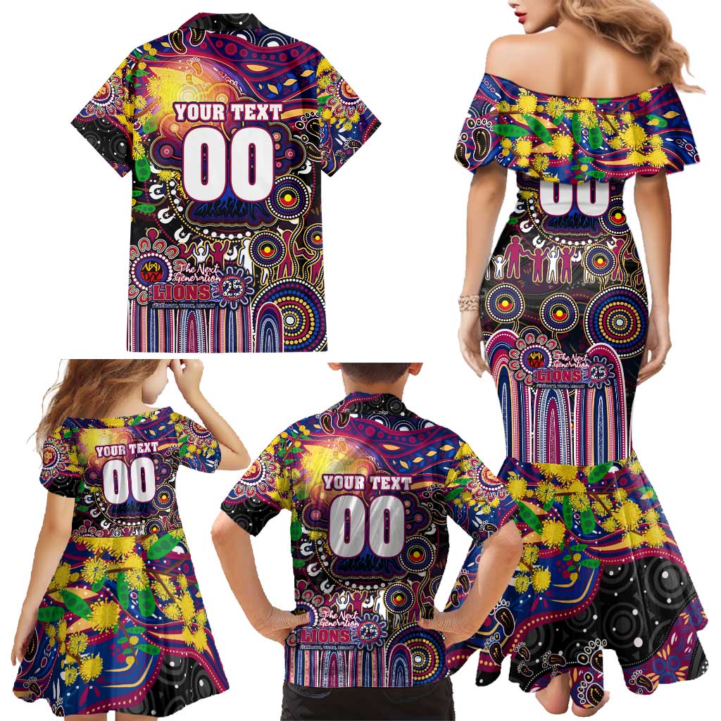 Personalised NAIDOC Week 2025 Lions Football Family Matching Mermaid Dress and Hawaiian Shirt Aboriginal Dot Painting