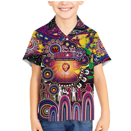 Personalised NAIDOC Week 2025 Lions Football Family Matching Mermaid Dress and Hawaiian Shirt Aboriginal Dot Painting