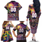 Personalised NAIDOC Week 2025 Lions Football Family Matching Off The Shoulder Long Sleeve Dress and Hawaiian Shirt Aboriginal Dot Painting