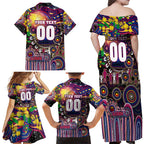 Personalised NAIDOC Week 2025 Lions Football Family Matching Off Shoulder Maxi Dress and Hawaiian Shirt Aboriginal Dot Painting