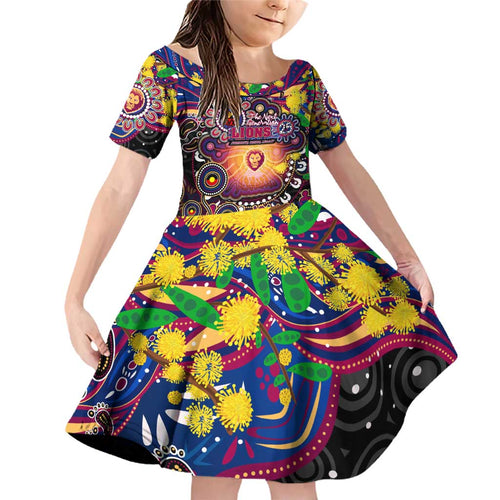 Personalised NAIDOC Week 2025 Lions Football Family Matching Off Shoulder Short Dress and Hawaiian Shirt Aboriginal Dot Painting