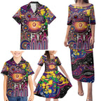 Personalised NAIDOC Week 2025 Lions Football Family Matching Puletasi and Hawaiian Shirt Aboriginal Dot Painting