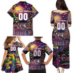 Personalised NAIDOC Week 2025 Lions Football Family Matching Puletasi and Hawaiian Shirt Aboriginal Dot Painting