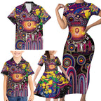 Personalised NAIDOC Week 2025 Lions Football Family Matching Short Sleeve Bodycon Dress and Hawaiian Shirt Aboriginal Dot Painting