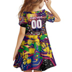 Personalised NAIDOC Week 2025 Lions Football Family Matching Short Sleeve Bodycon Dress and Hawaiian Shirt Aboriginal Dot Painting