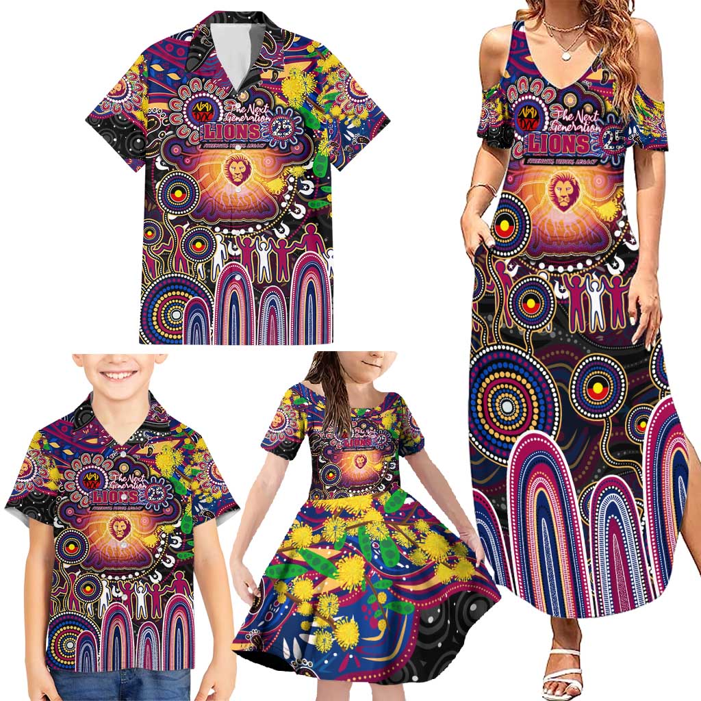 Personalised NAIDOC Week 2025 Lions Football Family Matching Summer Maxi Dress and Hawaiian Shirt Aboriginal Dot Painting