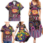 Personalised NAIDOC Week 2025 Lions Football Family Matching Summer Maxi Dress and Hawaiian Shirt Aboriginal Dot Painting