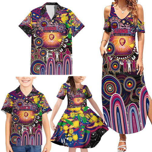 Personalised NAIDOC Week 2025 Lions Football Family Matching Summer Maxi Dress and Hawaiian Shirt Aboriginal Dot Painting