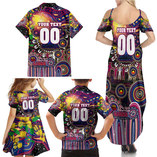 Personalised NAIDOC Week 2025 Lions Football Family Matching Summer Maxi Dress and Hawaiian Shirt Aboriginal Dot Painting