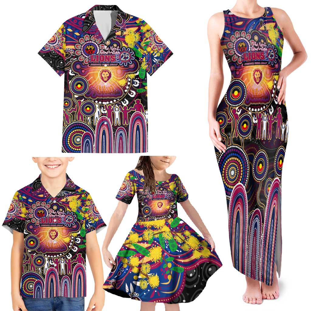 Personalised NAIDOC Week 2025 Lions Football Family Matching Tank Maxi Dress and Hawaiian Shirt Aboriginal Dot Painting