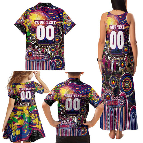 Personalised NAIDOC Week 2025 Lions Football Family Matching Tank Maxi Dress and Hawaiian Shirt Aboriginal Dot Painting