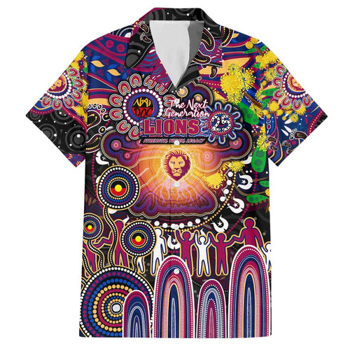 Personalised NAIDOC Week 2025 Lions Football Hawaiian Shirt Aboriginal Dot Painting