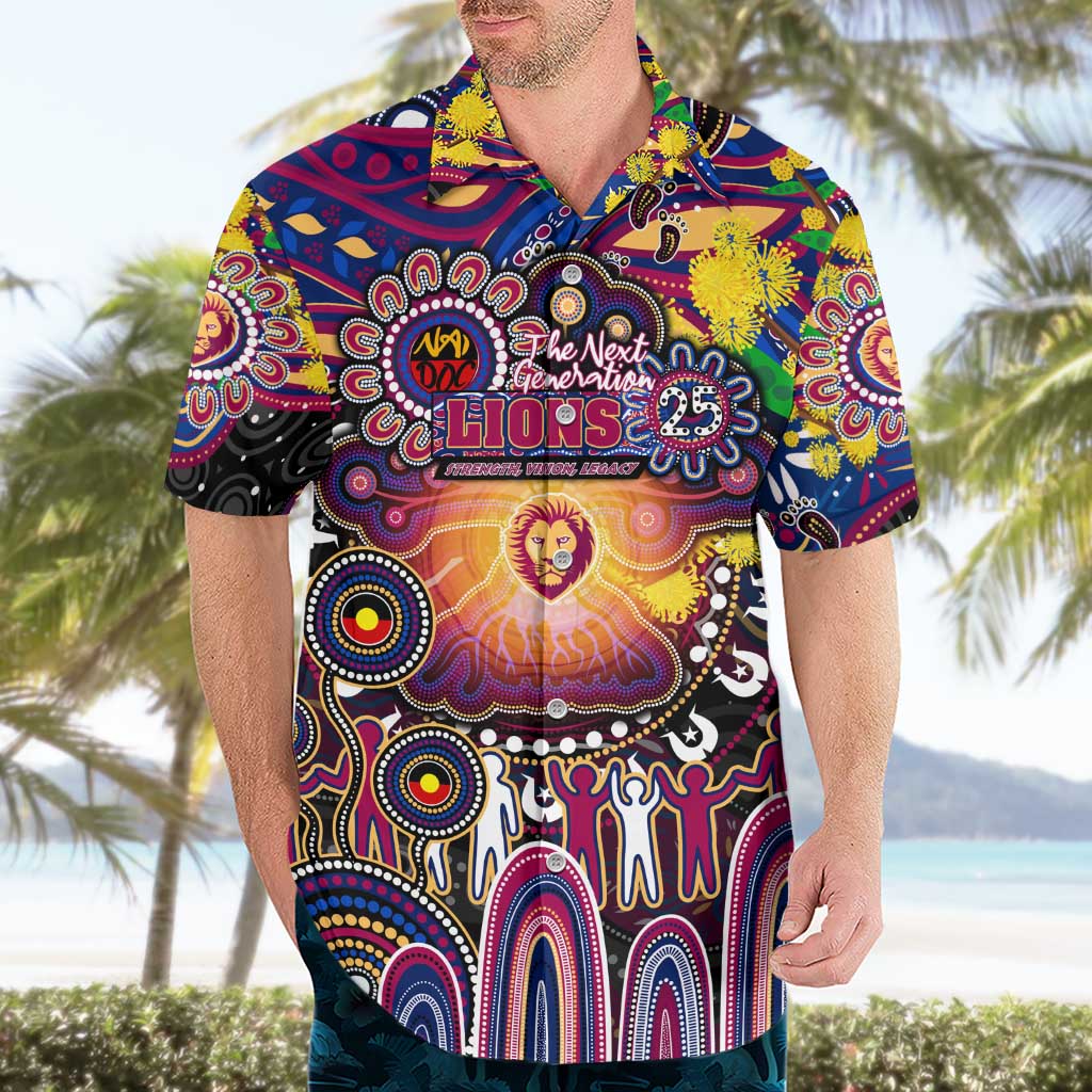 Personalised NAIDOC Week 2025 Lions Football Hawaiian Shirt Aboriginal Dot Painting
