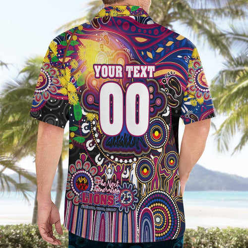 Personalised NAIDOC Week 2025 Lions Football Hawaiian Shirt Aboriginal Dot Painting