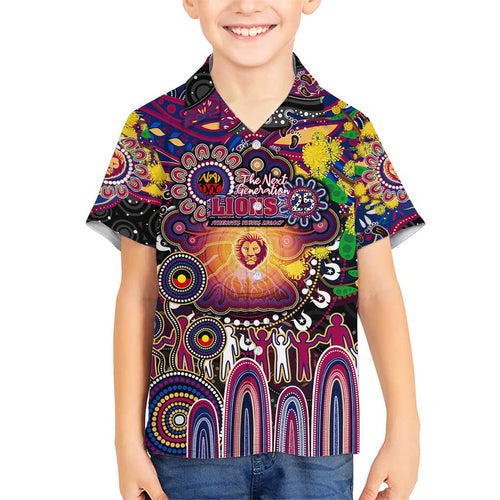Personalised NAIDOC Week 2025 Lions Football Hawaiian Shirt Aboriginal Dot Painting