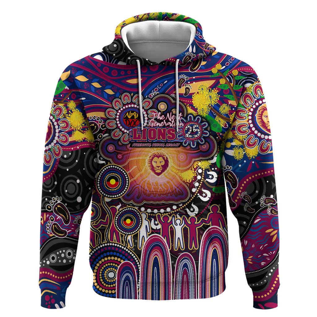 Personalised NAIDOC Week 2025 Lions Football Hoodie Aboriginal Dot Painting