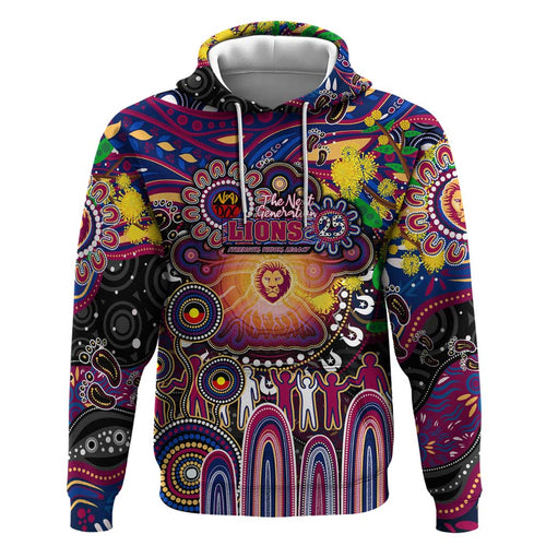 Personalised NAIDOC Week 2025 Lions Football Hoodie Aboriginal Dot Painting